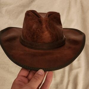 American Hat Makers "Cyclone" brown leather cowboy hat size XL